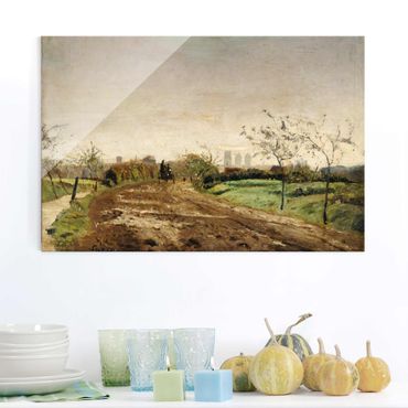 Glasschilderijen Otto Modersohn - Morning Landscape with Carriage near Münster