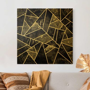 Canvas schilderijen Grey Triangles Gold