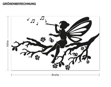 Muurstickers Little fairy on branch making music