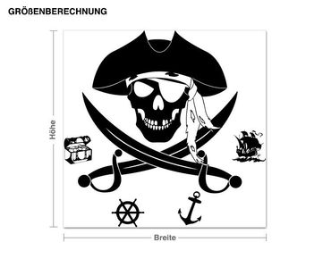 Muurstickers Pirate skull with swords
