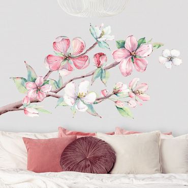 Muurstickers Cherry blossom branch watercolor