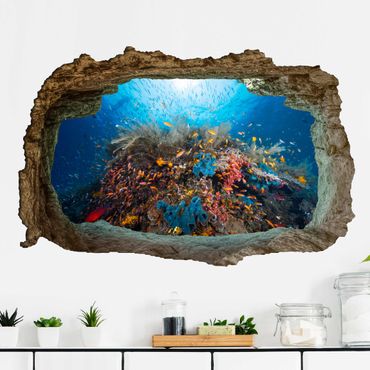 Muurstickers 3D lagoon underwater