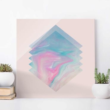 Glasschilderijen Pink Water Marble