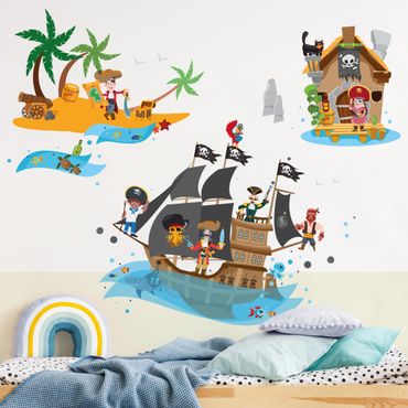 Muurstickers Pirate ship Treasure Island Mega Set