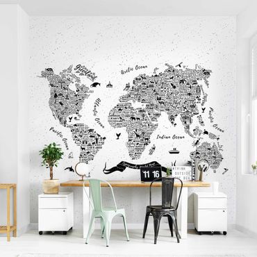 Fotobehang Typography World Map White