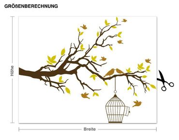 Muurstickers Branch With Birds