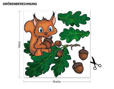 Muurstickers Squirrel With Twig