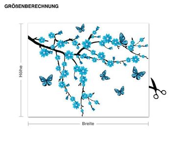 Muurstickers Floral Branch With Butterflies