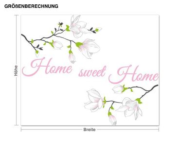 Muurstickers Home Sweet Home With Magnolias