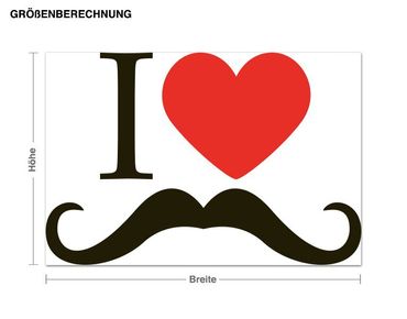 Muurstickers I love Moustache