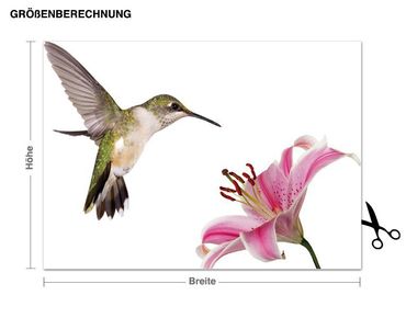 Muurstickers Hummingbird with Flower