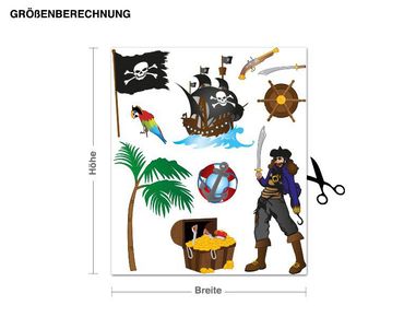 Muurstickers Pirate Set With Pirate Ship