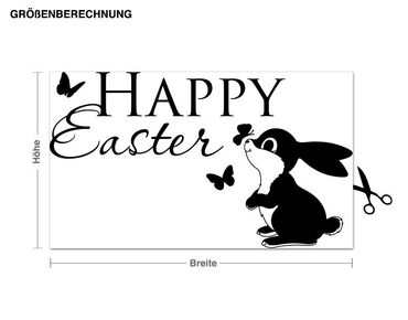 Muurstickers Happy Easter Rabbit & Butterflies