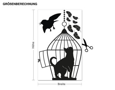 Muurstickers Cat In Bird Cage