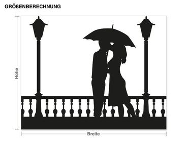 Muurstickers Couple With Umbrella