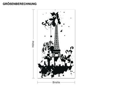 Muurstickers Eiffel Tower with tendrils design