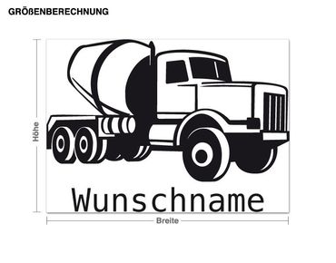 Muurstickers Concrete Mixer With Customised Name