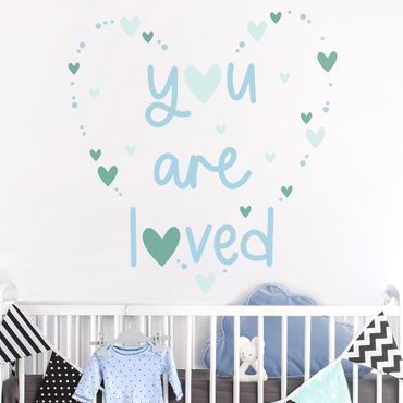 Muurstickers You Are Loved Heart Blue