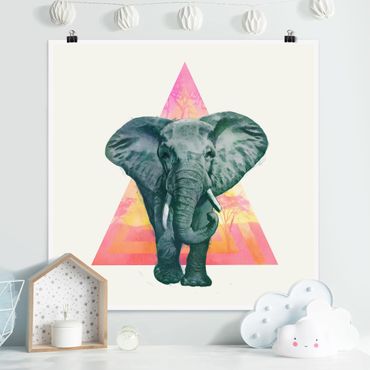 Posters Illustration Elephant Front Triangle Painting