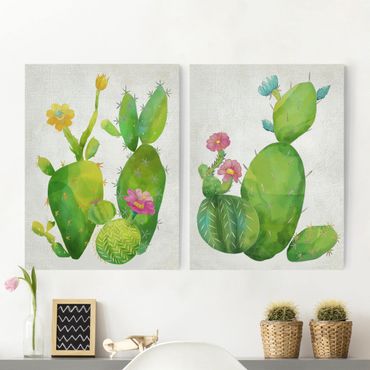 Canvas schilderijen - 2-delig  Cactus Family Set II