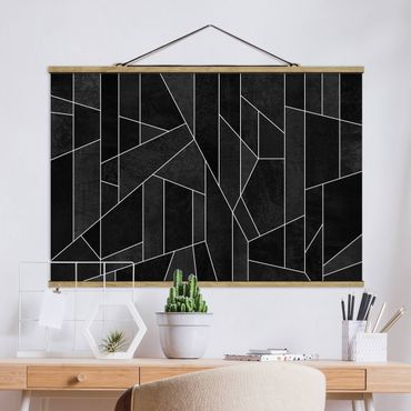 Stoffen schilderij met posterlijst Black And White Geometric Watercolour