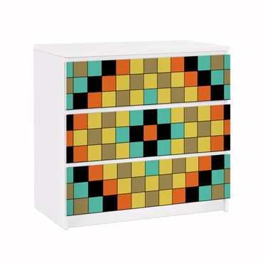 Meubelfolie IKEA Malm Ladekast Colourful Mosaic