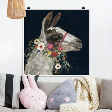 Posters Lama With Floral Decoration I
