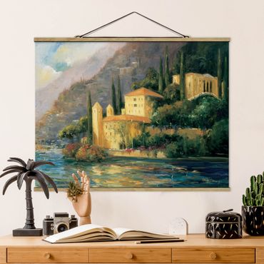 Stoffen schilderij met posterlijst Italian Countryside - Country House