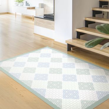Vinyl tapijt Islamic Tile Pattern Sea Breeze With Frame