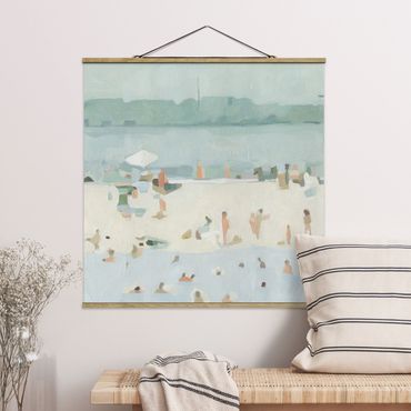 Stoffen schilderij met posterlijst Sandbank In The Sea I