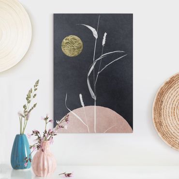 Canvas schilderijen Golden Moon With Reed