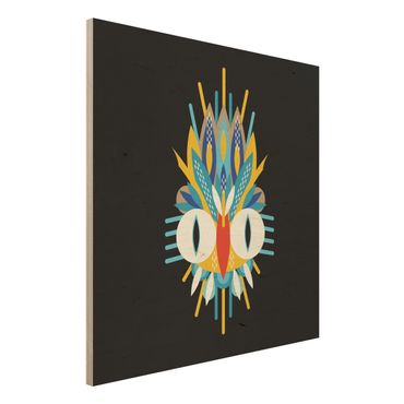 Houten schilderijen Collage Ethno Mask - Bird Feathers