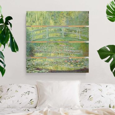 Houten schilderijen op plank Claude Monet - Japanese Bridge