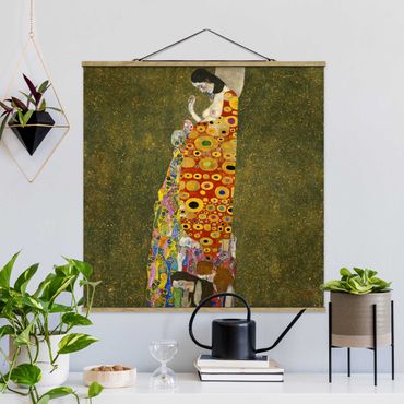 Stoffen schilderij met posterlijst Gustav Klimt - Hope II