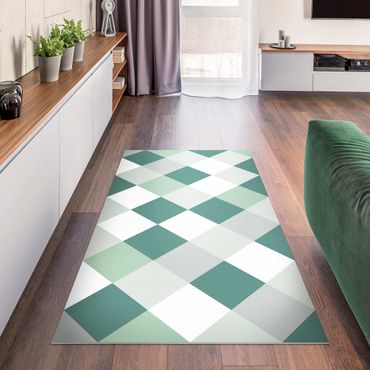Vinyl tapijt Geometrical Pattern Rotated Chessboard Green