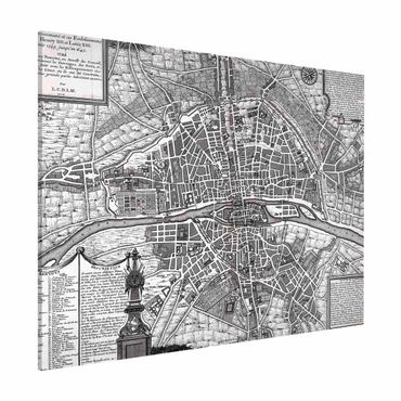 Magneetborden Vintage Map City Of Paris Around 1600
