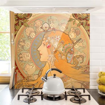Spatscherm keuken Alfons Mucha - Zodiac