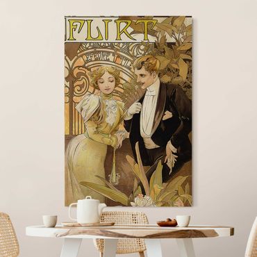 Akoestisch schilderij - Alphonse Mucha - Ad Billboard For Flirt Biscuits