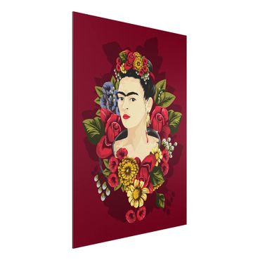 Aluminium Dibond schilderijen Frida Kahlo - Roses