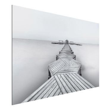 Aluminium Dibond schilderijen Wooden Pier In Black And White