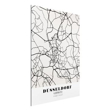 Aluminium Dibond schilderijen Dusseldorf City Map - Classic