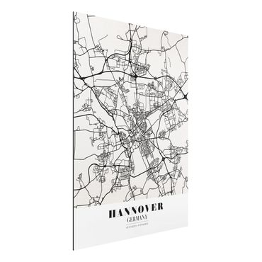 Aluminium Dibond schilderijen Hannover City Map - Classic
