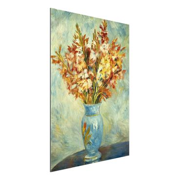 Aluminium Dibond schilderijen Auguste Renoir - Gladiolas in a Blue Vase