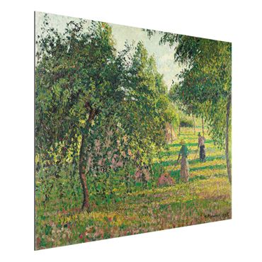 Aluminium Dibond schilderijen Camille Pissarro - Apple Trees And Tedders, Eragny