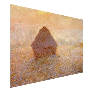 Aluminium Dibond schilderijen Claude Monet - Haystack In The Mist