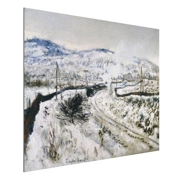 Aluminium Dibond schilderijen Claude Monet - Train In The Snow At Argenteuil