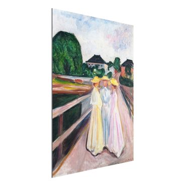 Aluminium Dibond schilderijen Edvard Munch - Three Girls on the Bridge