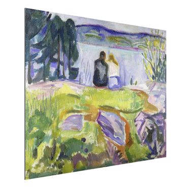 Aluminium Dibond schilderijen Edvard Munch - Spring (Love Couple On The Shore)