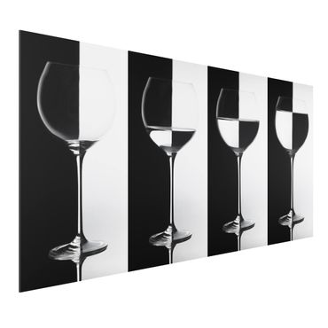 Aluminium Dibond schilderijen Wine Glasses Black & White