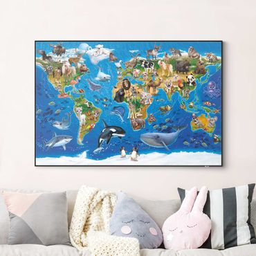 Verwisselbaar schilderij - Animal Club International - World Map With Animals